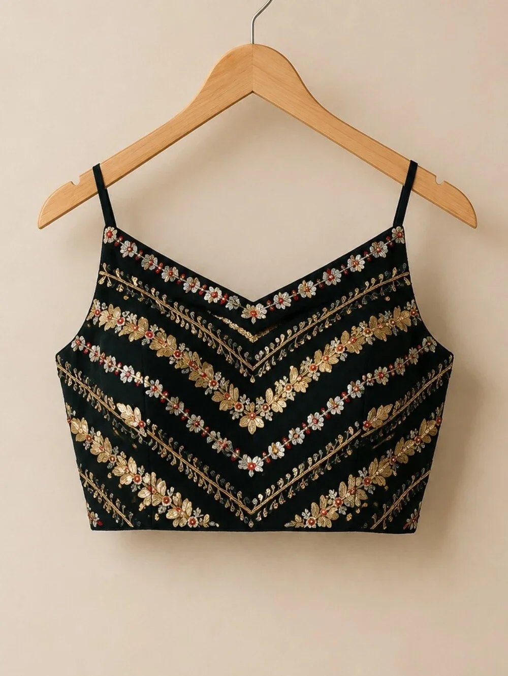 None green embroidered